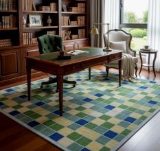 Handmade Bold Cotton and Wool Handknotted Rug for Artistic Rooms